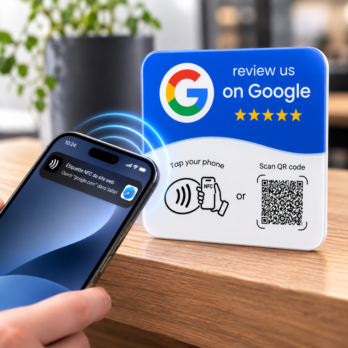 Utilisation de la plaque NFC Google Avis JUGEO avec smartphone