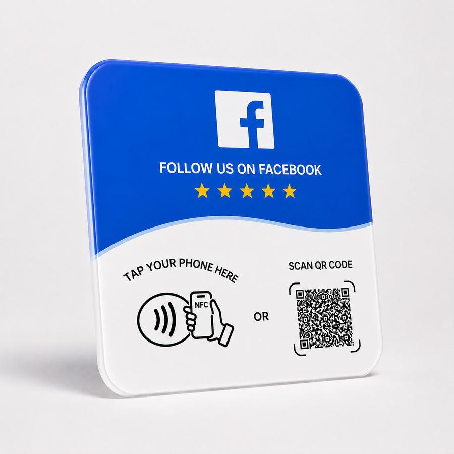 Plaque NFC Facebook JUGEO avec QR Code